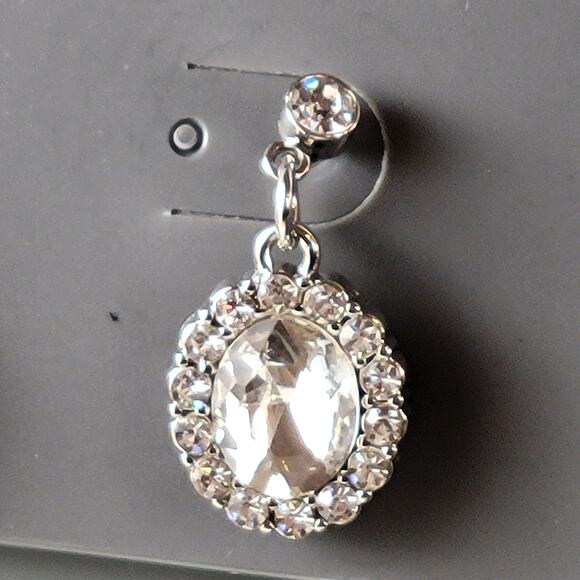 Clear Faux Crystal Drop Earring by Occasion New on Card Rhinestones Prom Wedding - Picture 3 of 12